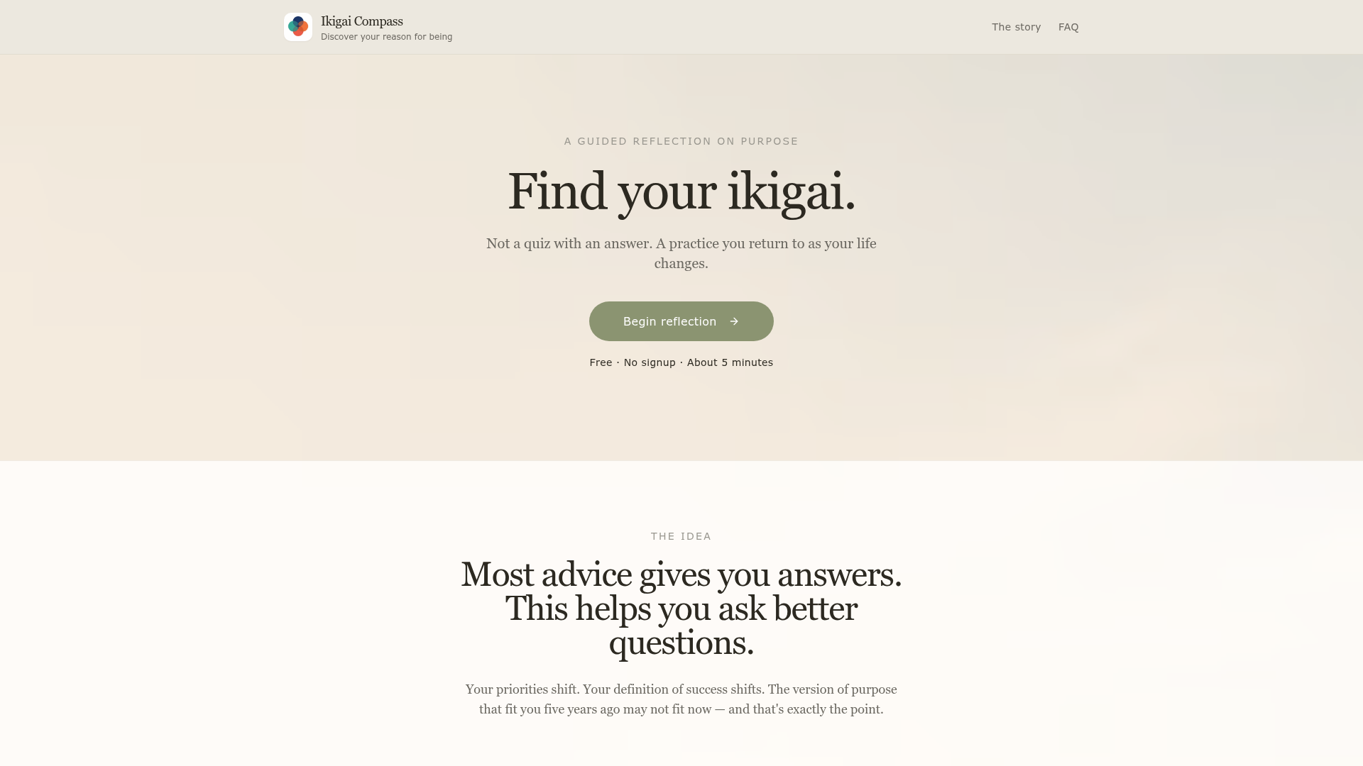 Ikigai Compass — guided reflection on purpose